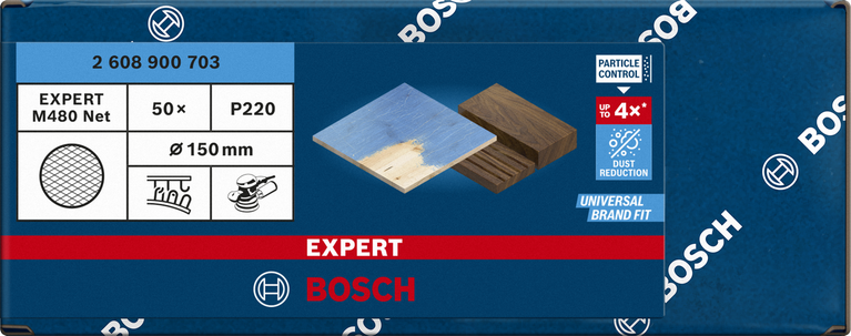 דיסקיות שיוף Bosch EXPERT M480 נטו 150 מ"מ P220 מארז 50.