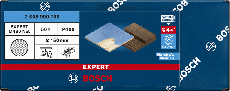 דיסקיות שיוף רשת Bosch EXPERT M480 150 מ"מ P400 חבילה של 50.