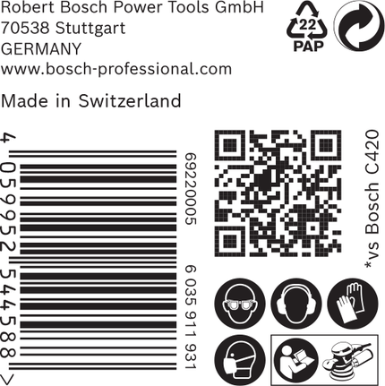 תווית נייר זכוכית Bosch C470 125 מ"מ.