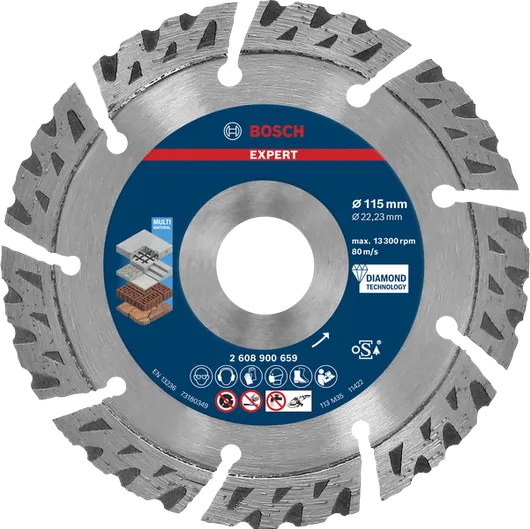דיסק חיתוך יהלום Bosch EXPERT רב-חומרי 115 מ"מ.
