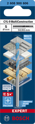 מקדח Bosch CYL-9 MultiConstruction 5×50×85 מ"מ.