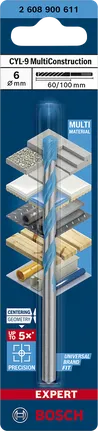 מקדח Bosch EXPERT CYL-9 MultiConstruction 6×60×100 מ"מ.