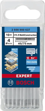 מקדח Bosch EXPERT CYL-9 MultiConstruction 4×40×75 מ"מ חבילה של 10.