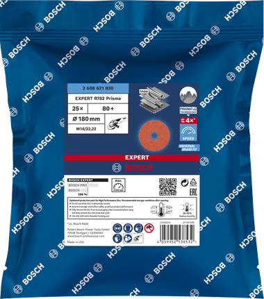 דיסק סיב קרמי Bosch EXPERT R782 Prisma 180 מ"מ 80+.