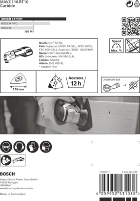 משטח שיוף Bosch EXPERT MAVZ 116RT10 116 מ"מ.