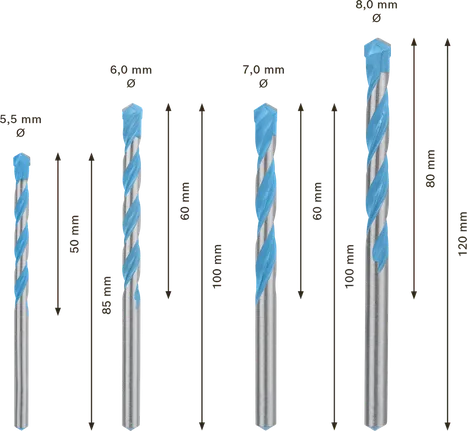 סט מקדחים Bosch EXPERT MultiConstruction CYL-9 בן 4 חלקים.