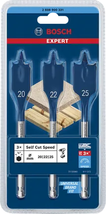 סט מקדחי ספייד Bosch EXPERT Self Cut Speed 20/22/25 מ"מ.