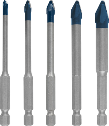 סט מקדחי קרמיקה קשיחים Bosch EXPERT HEX-9, 5 חלקים.