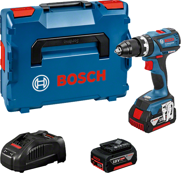 סט מקדחה אלחוטית Bosch GSB 18 V-EC עם סוללות ומארז.