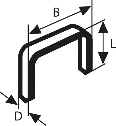סיכות בצורת U של Bosch PTA 6300, מידות מתויגות.
