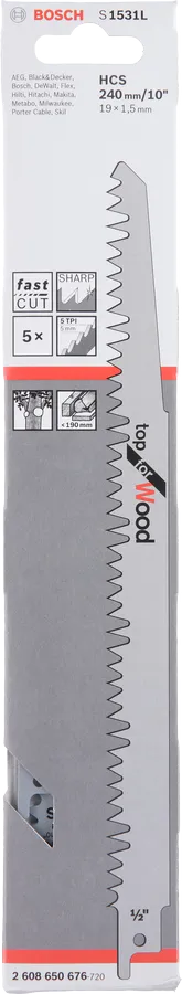 להב מסור עץ Bosch S 1531L לחיתוכים מהירים.
