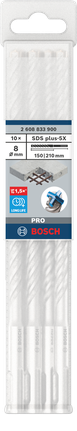 סט מקדחי פטיש Bosch SDS plus-5X 8×150×210 מ"מ 10 יחידות.