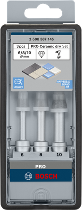 סט מקדחי יבש קרמיים Bosch PRO 6/8/10 מ"מ.