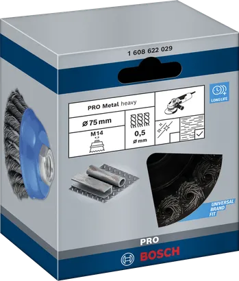 מברשת כוסות כבדה Bosch PRO Metal 75×0.5 מ"מ.