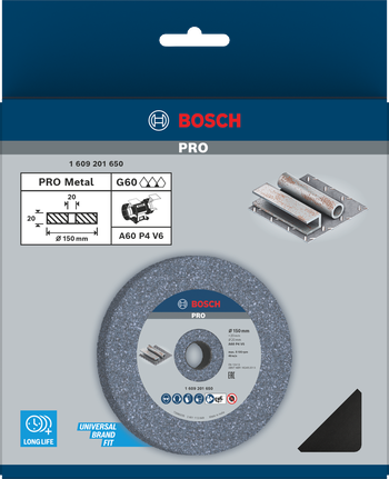 גלגלת ליטוש מתכת Bosch PRO 150×20×20 מ"מ G60.