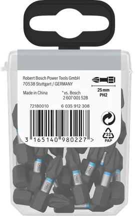 חבילת ביטים אימפקט של Bosch PH2 25 מ"מ.