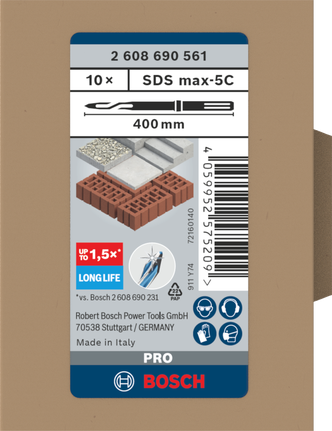סט אזמלים מחודד Bosch PRO SDS max-5C 400 מ"מ 10 חלקים.