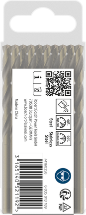 סט מקדחי סיבוב Bosch PRO נירוסטה HSS-Co 4.8 מ"מ.