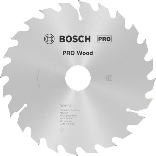 להב מסור עגול Bosch PRO Wood 184 מ"מ לחיתוך עץ.