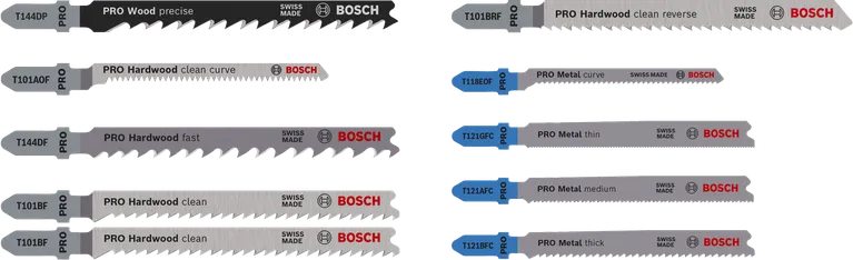 סט עץ ומתכת Bosch PRO 100 מ"מ להבי פאזל בני 10 חלקים.