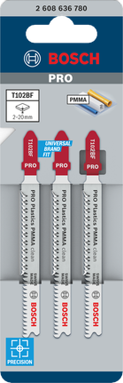 להבי Bosch PRO Plastics PMMA clean T102BF 3/8 אינץ', חבילה של 3.