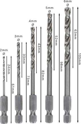 סט מקדחי סיבוב משושה Bosch PRO Metal HSS-G, 5 גדלים.