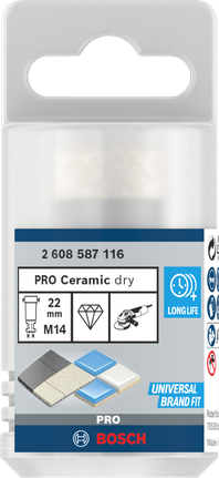 חותך ליבות יבש קרמי Bosch PRO 22×35×14 מ"מ.