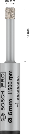 מקדח יבש קרמי Bosch PRO 6 מ"מ לקידוח מדויק של אריחים.