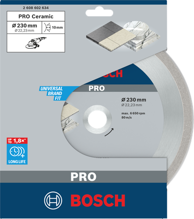 דיסק יהלום קרמי של Bosch PRO 230×22.23 מ"מ.