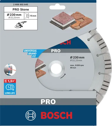 דיסק יהלום Bosch PRO Stone 230×22.23 מ"מ.