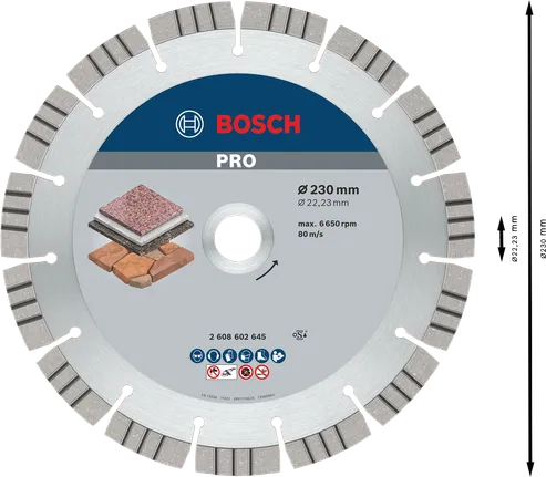דיסק יהלום Bosch PRO Stone 230 מ"מ לחיתוך אבן.