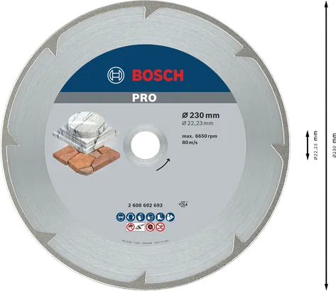 דיסק יהלום Bosch PRO לשיש 230 מ"מ לחיתוך אבן.