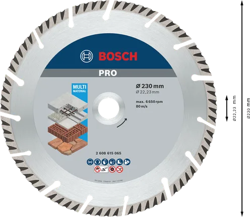 דיסק יהלום Bosch PRO רב חומרי, 230 מ"מ.
