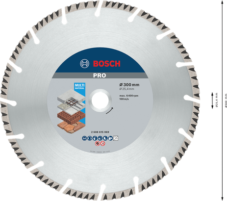 דיסק יהלום Bosch PRO רב חומרי 300 מ"מ.