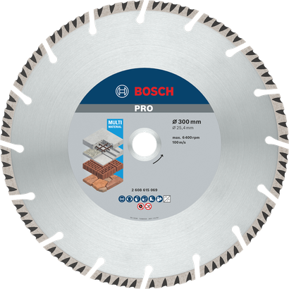 דיסק יהלום Bosch PRO Multi Material 300 מ"מ לחיתוך רב-תכליתי.