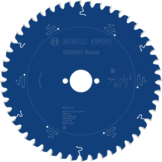 להב מסור עגול Bosch EXPERT Wood 216 מ"מ T48 לחיתוך עץ.