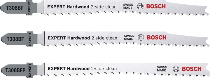 סט להבי פאזל נקיים דו-צדדיים של Bosch EXPERT Hardwood, 3 חלקים.