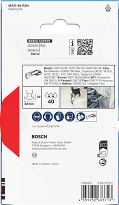 להב פינתי יהלום Bosch EXPERT MATI 68 RD4, 68 מ"מ.