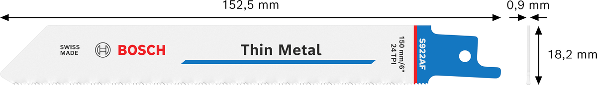 להב מסור דו-מתכתי Bosch S 922 AF למתכת דקה.