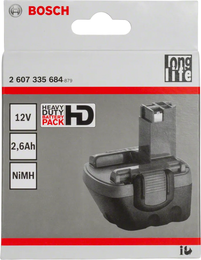 Bosch 12V 2.6Ah NiMH pod-style battery pack.