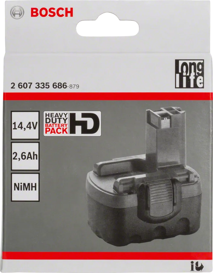 Bosch 14.4V NiMH battery pack for power tools.