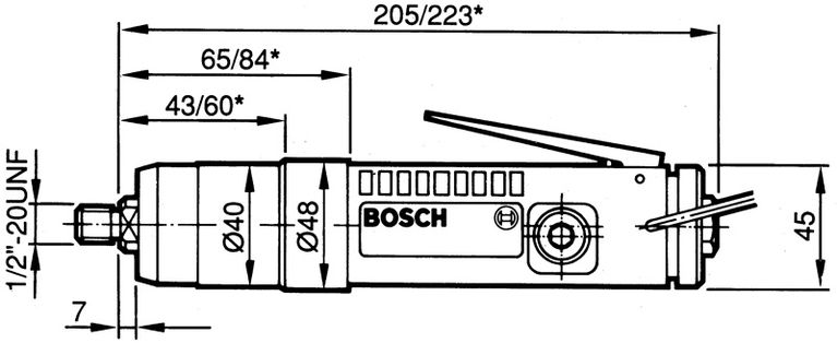 Pneumatic die grinder dimensions.