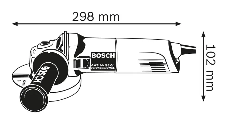 Angle grinder dimensions.