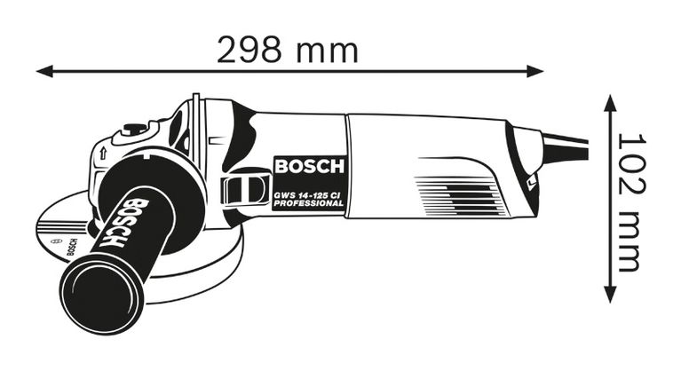 Angle grinder dimensions.