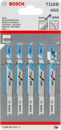 Bosch T118B jigsaw blades 3/8″ metal.