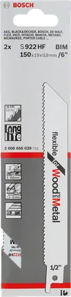 Bosch S922HF saw blade for wood and metal cutting.