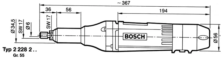 Straight grinder dimensions.