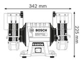 Bosch GBG 35-15 Double-Wheeled Bench Grinder dimensions drawing
