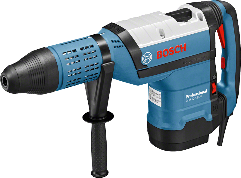 Bosch GBH 12-52 DV rotary hammer drill with side handle.