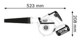Bosch GBL 18V-120 Cordless Blower dimensions drawing